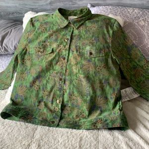 Gorgeous sage green print lightweight jacket by Christopher& Banks size XL.